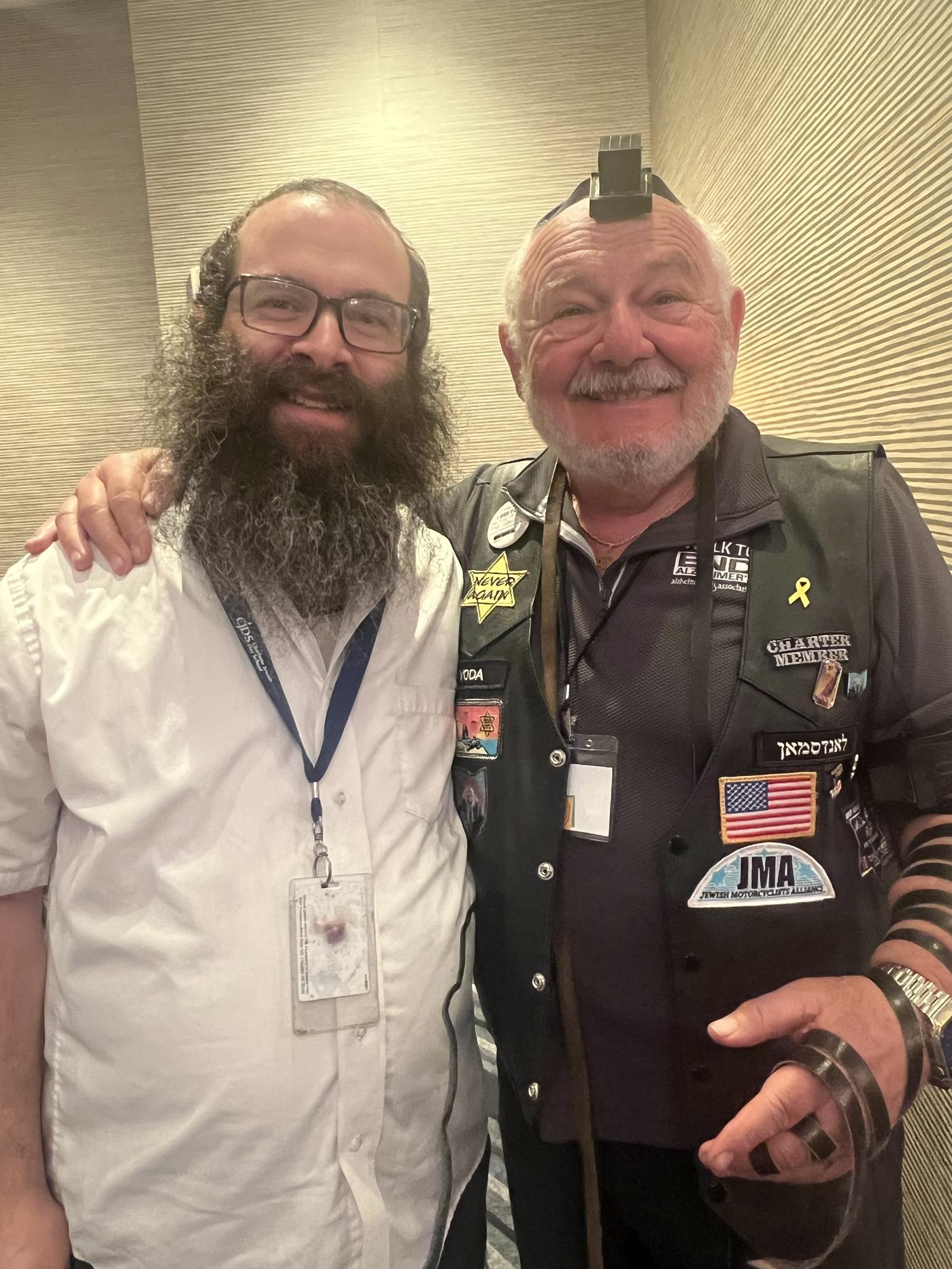 A rabbi and a Lonsmen charter member at the 2025 Ride 2 Remember in Charlotte, North Carolina