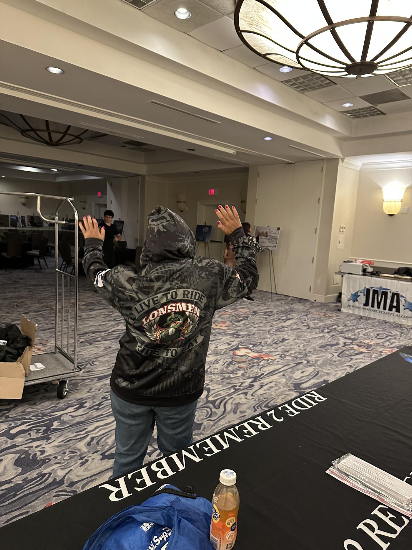 Lonsmen hoodie at the Ride 2 Remember table in Charlotte, North Carolina